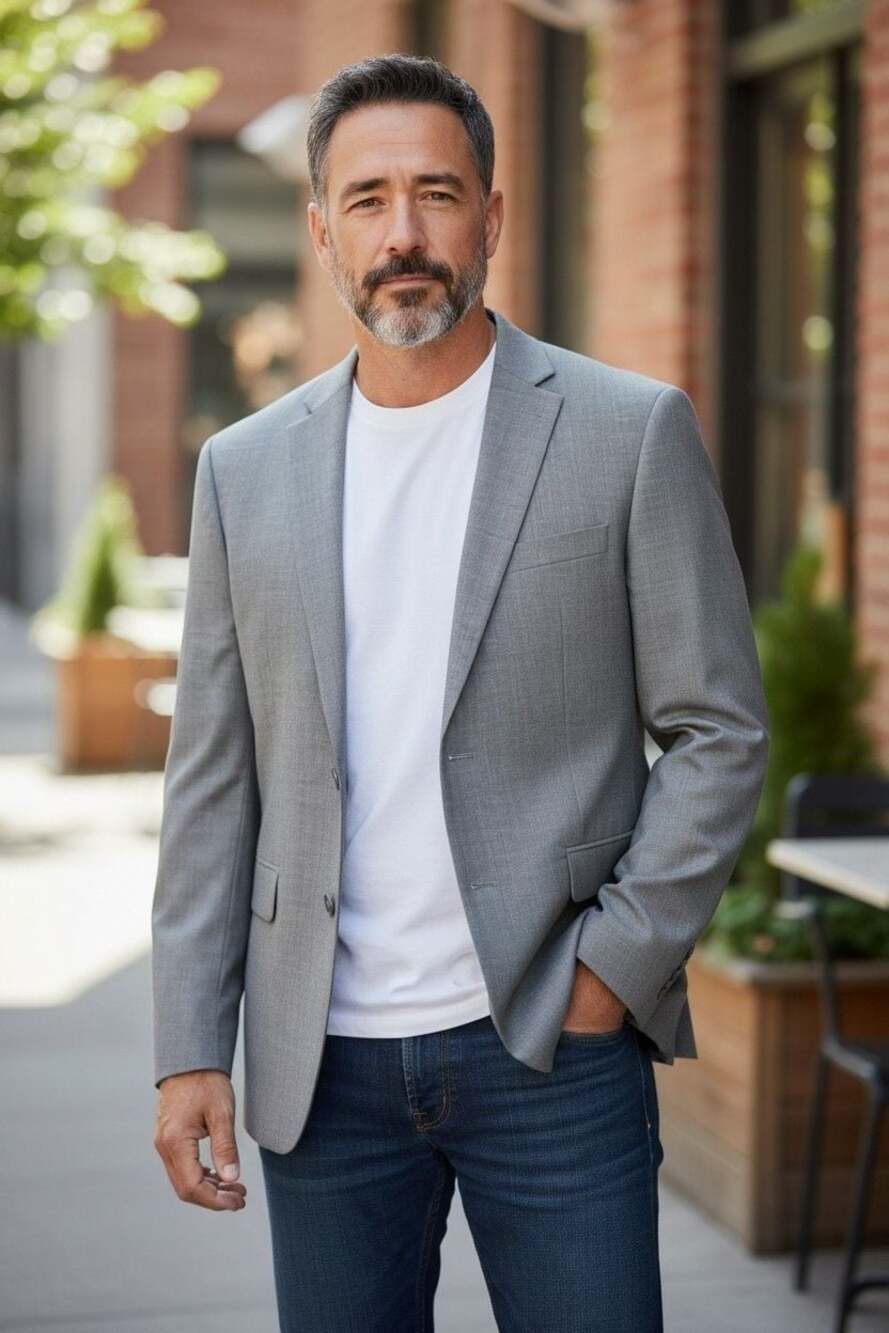Jos.‎ A. Bank Men's Slim Fit Gray Two-Button Sport Coat Blazer